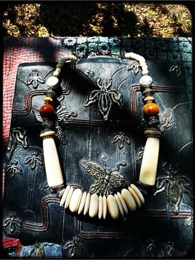 Ivory Bone, Chunky Statement Collar Necklace